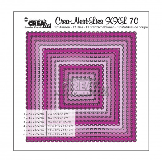 Crea-Nest-Lies XXL Stanze - Nr. 70 - Quadrate mit offener scallo