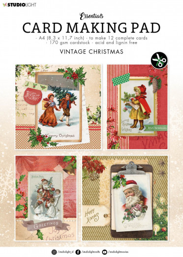Studio Light A4 Card Making Pad - Essentials Nr. 10 - Vintage Christmas