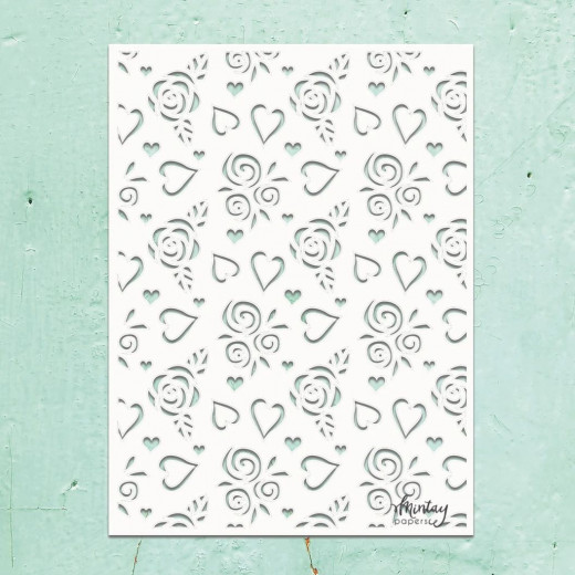 Mintay Kreativa 6x8 Stencil - Hearts & Roses