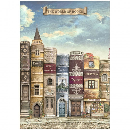 Stamperia Rice Paper - Vintage Library - The World of Book