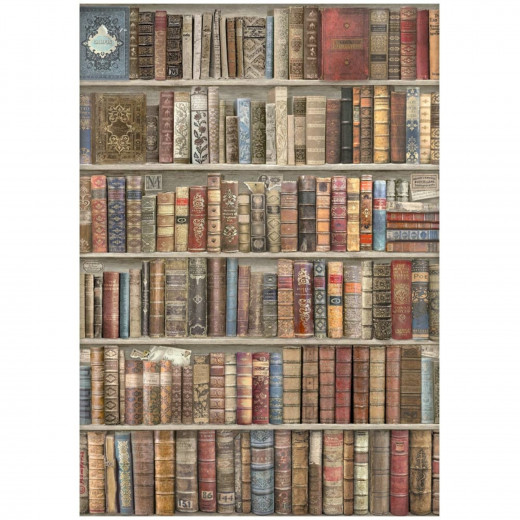 Stamperia Rice Paper - Vintage Library - Bookcase