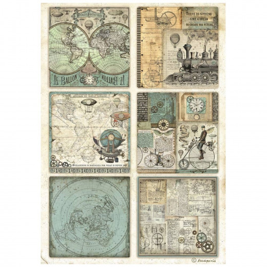 Stamperia Rice Paper - Voyages Fantastiques - 6 Cards
