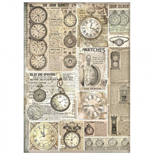 Stamperia Rice Paper - Brocante Antiques - Clocks