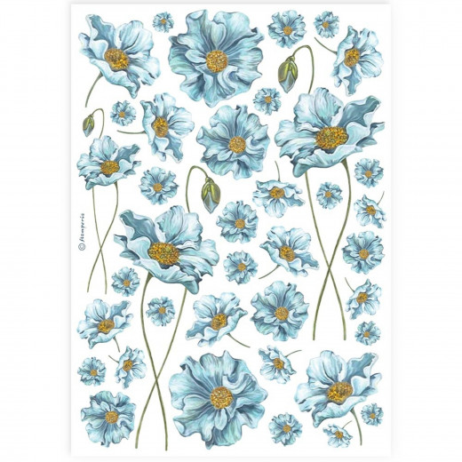 Stamperia Rice Paper - Blue Flowers