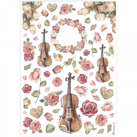 Stamperia Rice Paper - Violins and Roses