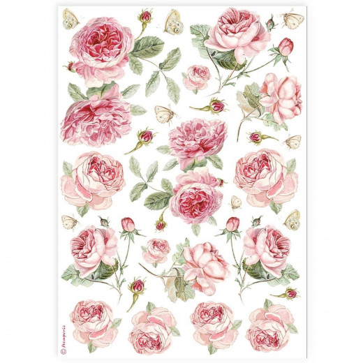 Stamperia Rice Paper - English Roses Pattern