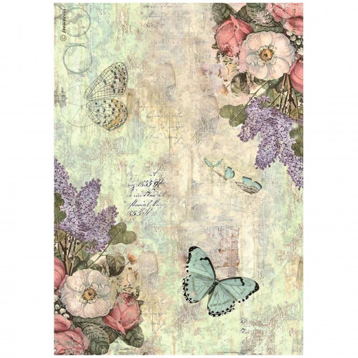 Stamperia Rice Paper - Wonderland - Flowers and Butterflies