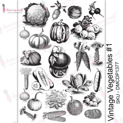 Transfer Me Sheet A4 - Vintage Vegetables