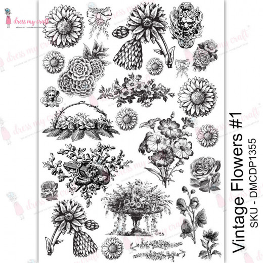 Transfer Me Sheet A4 - Vintage Flowers