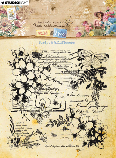 Studio Light Clear Stamps - Wild & Free Nr. 671 - Script & Wildflowers