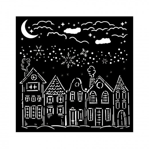 Stamperia Thick Stencil - Classic Christmas - Houses