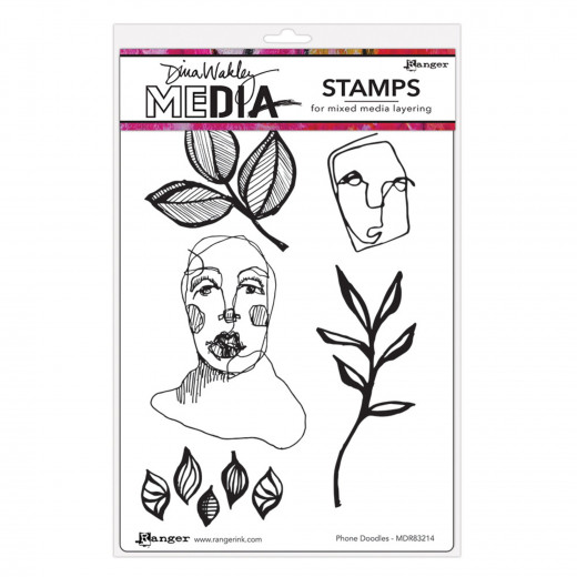 Dina Wakley Media Cling Stamps - Phone Doodles
