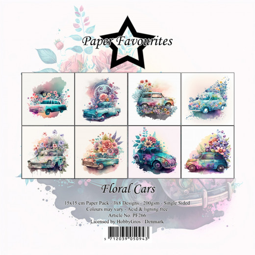 Paper Favourites - Floral Cars - 6x6 Paper Pack