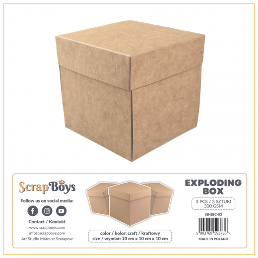 ScrapBoys - Exploding Box - braun - 10x10x10 cm