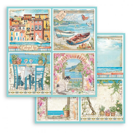 Stamperia 2-seitiges 12x12 Designpapier - Blue Dream - 4 Cards