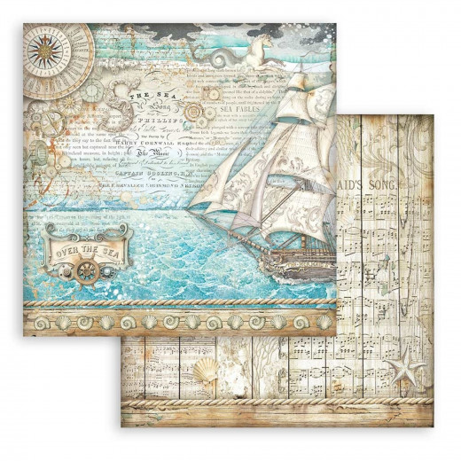 Stamperia 2-seitiges 12x12 Designpapier - Songs of the Sea - Sailing Ship