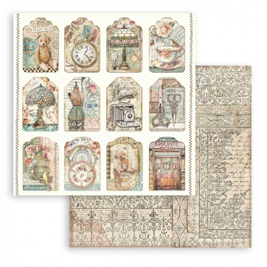 Stamperia 2-seitiges 12x12 Designpapier - Brocante Antiques - Tags