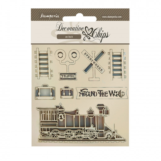 Stamperia Decorative Chips - Around the World - Train