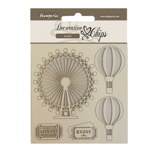 Stamperia Decorative Chips - Around the World - Balloons