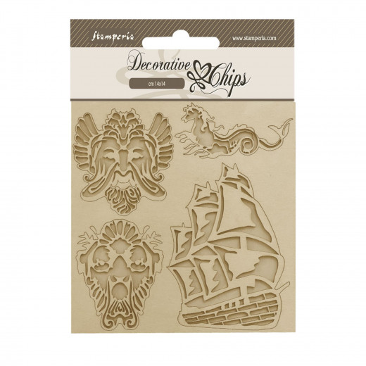 Stamperia Decorative Chips - Songs of the Sea - Sailing Ship