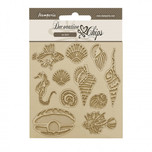 Stamperia Decorative Chips - Songs of the Sea - Shells and Fish