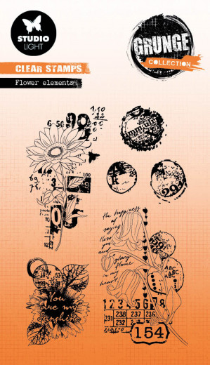 Studio Light Clear Stamps - Grunge Collection Nr. 452 - Flower Elements