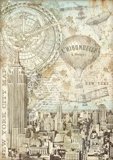 Stamperia Rice Paper - Sir Vagabond Aviator New York City Map