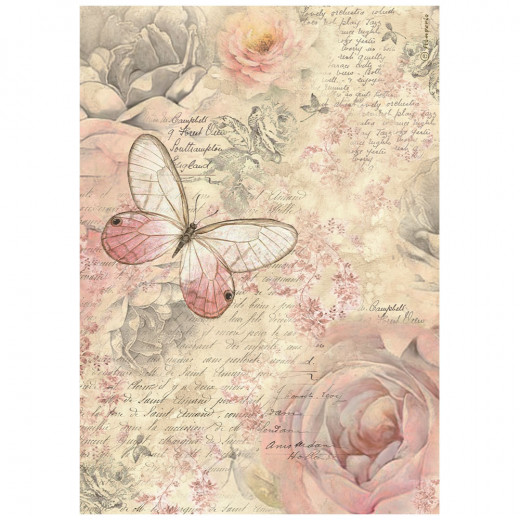 Stamperia Rice Paper - Shabby Rose - Butterfly