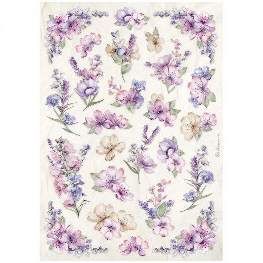 Stamperia Rice Paper - Lavender - Flower Pattern