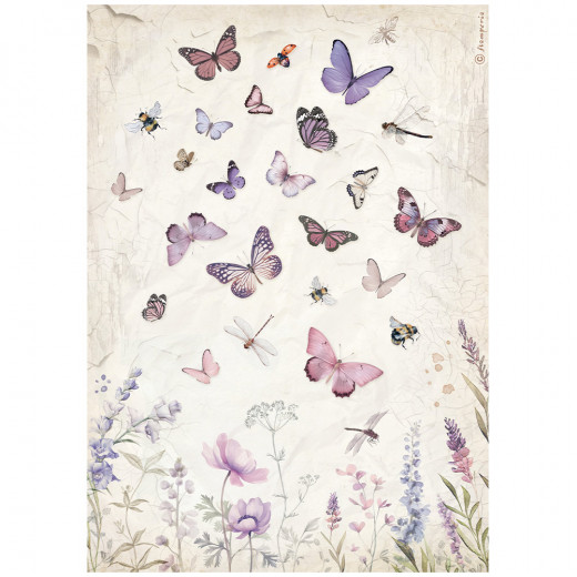 Stamperia Rice Paper - Lavender - Butterfly