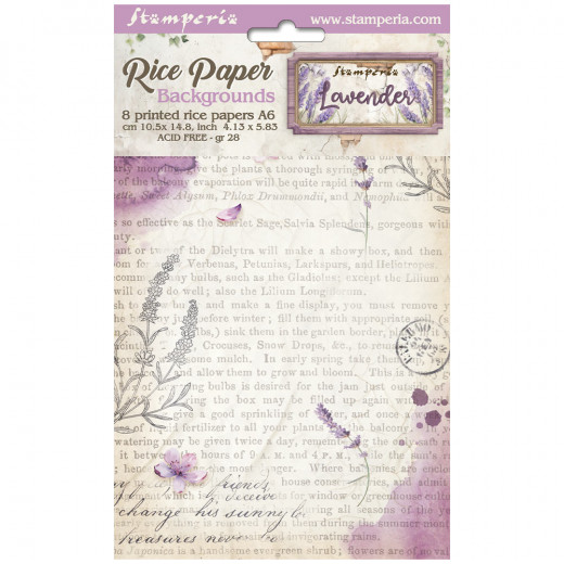 Stamperia A6 Rice Paper - Lavender - Backgrounds