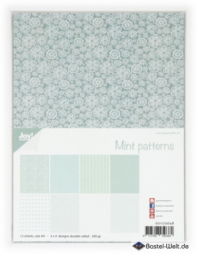 Joy! Craft A4 Paper Pack - Mint Patterns
