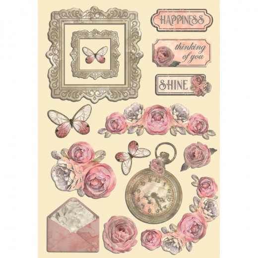 Colored Wooden Shapes - Shabby Rose