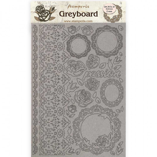 Stamperia Greyboard A4 - Passion Lace and Roses
