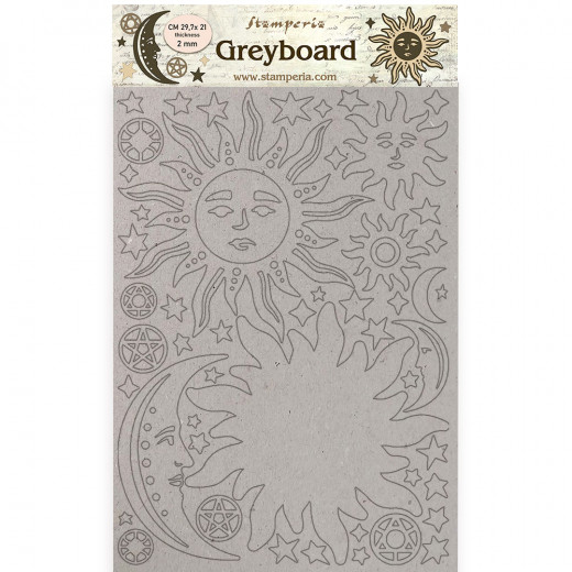 Stamperia Greyboard A4 - Alchemy Sun and Moon 