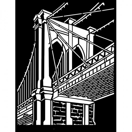 Stamperia Thick Stencil - Sir Vagabond Aviator Brooklyn Bridge