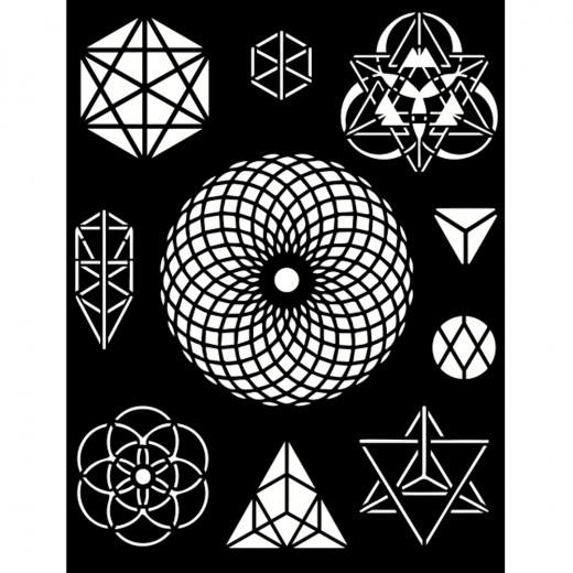 Stamperia 8x10 Thick Stencil - Cosmos Infinity symbols