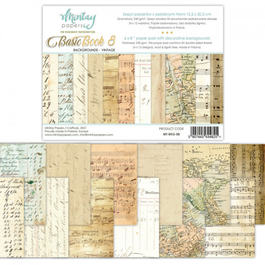 Mintay Background Vintage No. 8 Book 6x8 Paper Pad