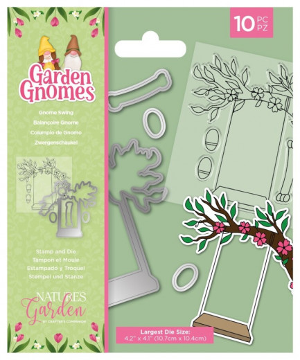 Clear Stamps, Cutting Die - Garden Gnomes Swing