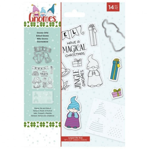 Clear Stamps, Die and Stencil Set - Gnome Collection Child