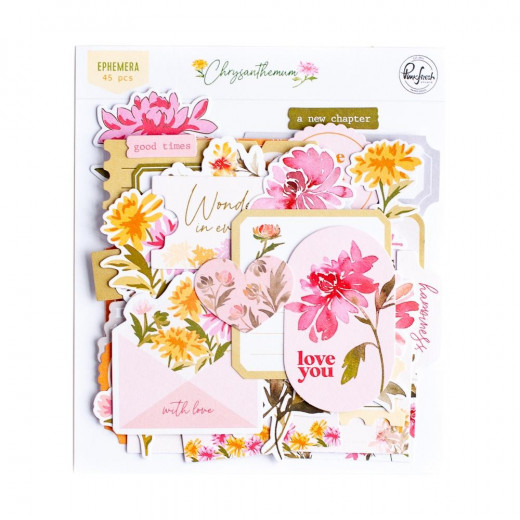 Cardstock Die-Cuts Ephemera Pack - Chrysanthemum