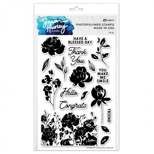 Simon Hurley Clear Stamps - Watercolor Flowers
