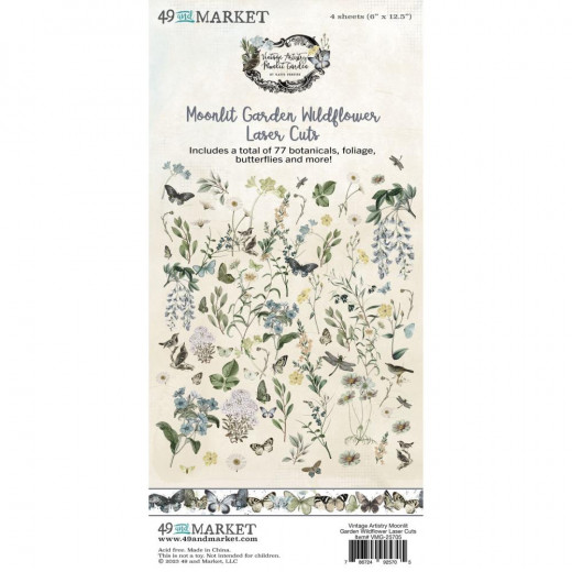 49 and Market - Vintage Artistry - Moonlit Garden - Laser Cut Outs - Wildflowers