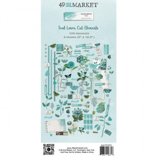 49 and Market - Color Swatch: Teal - Laser Cut Outs - Elements