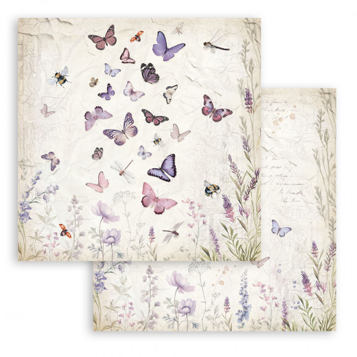 Stamperia 2-seitiges 12x12 Designpapier - Lavender - Butterflies