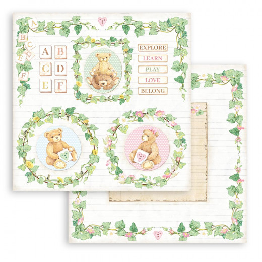 Stamperia 2-seitiges 12x12 Designpapier - DayDream Bear and Garl