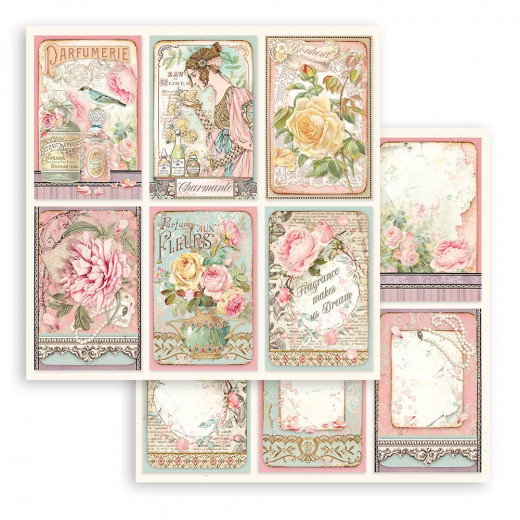 Stamperia 2-seitiges 12x12 Designpapier - Rose Parfum cards