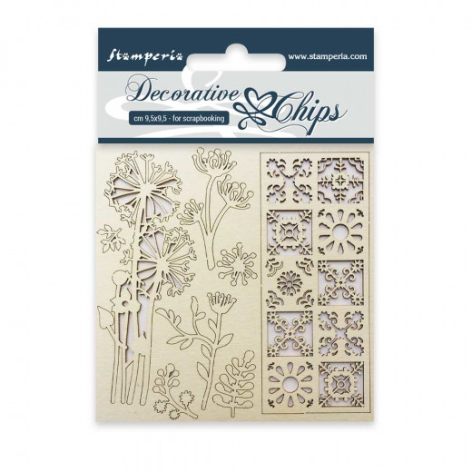 Stamperia Decorative Chips - Flowers and Tiles