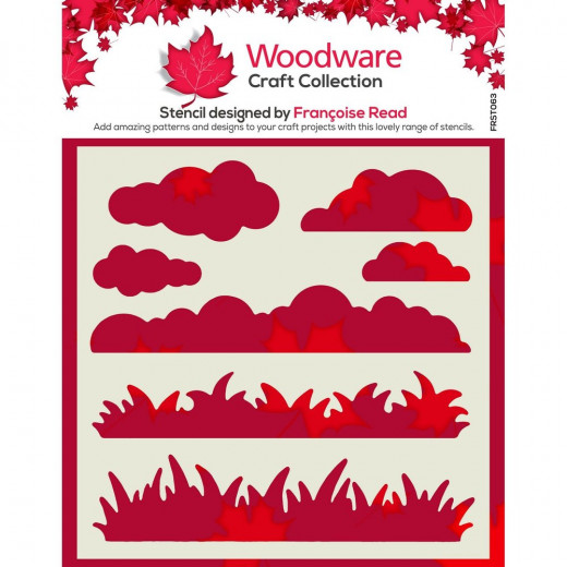 Woodware Stencil - Grass and Clouds