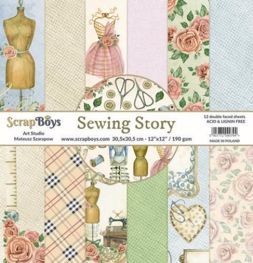 ScrapBoys Sewing Love 12x12 Paper Pad